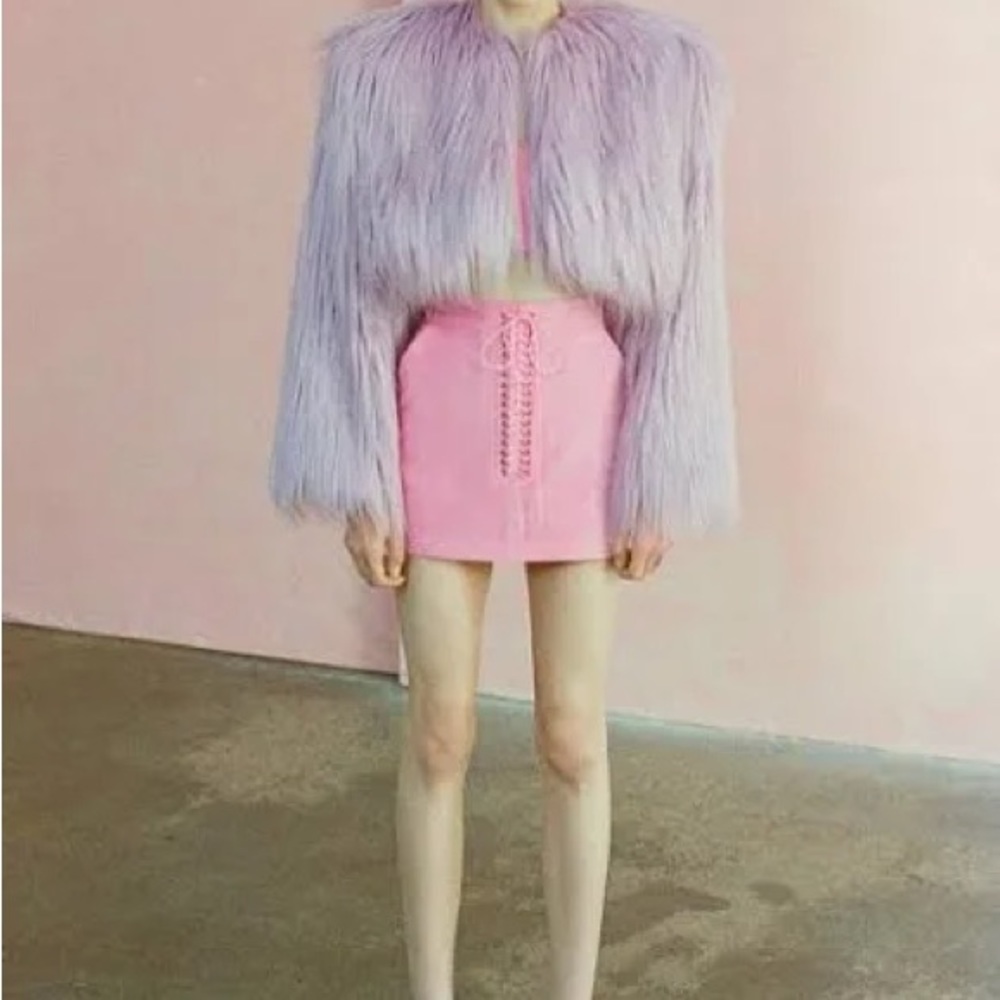 Alex Perry faux-fur cropped jacket